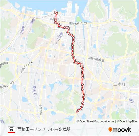西植田線 バスの路線図