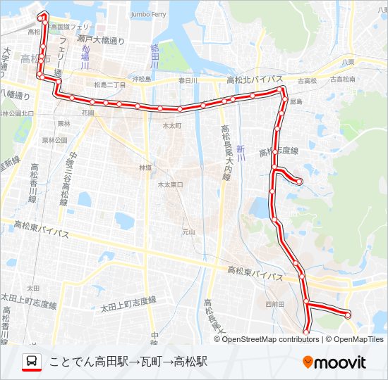大学病院線 バスの路線図