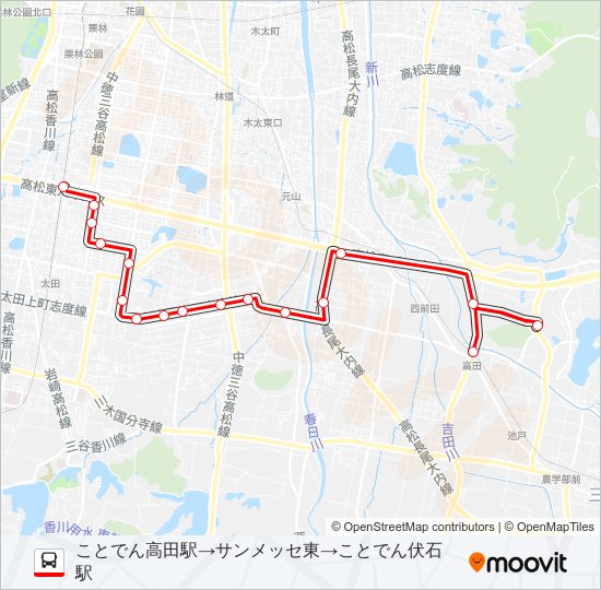 大学病院線 bus Line Map