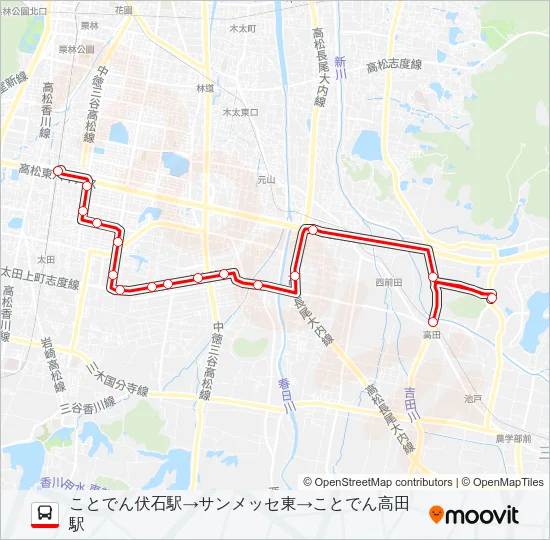 大学病院線 Bus Line Map