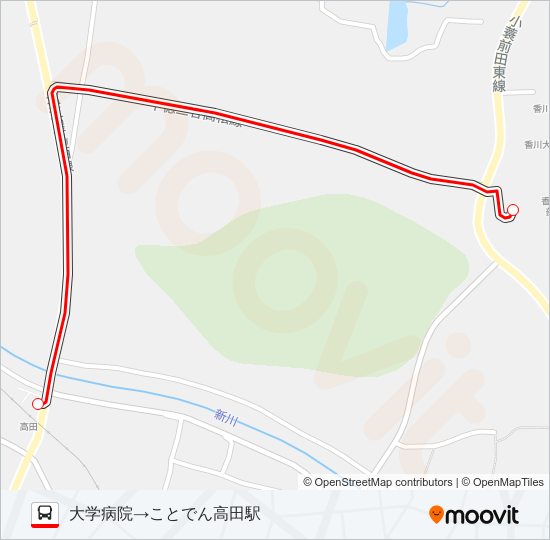 大学病院線 バスの路線図