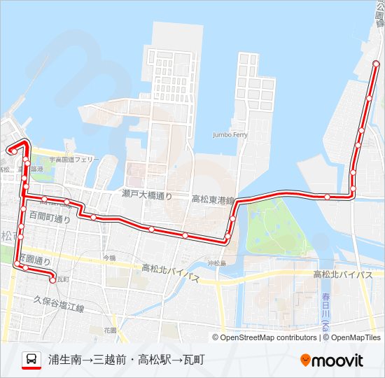 屋島大橋線 bus Line Map