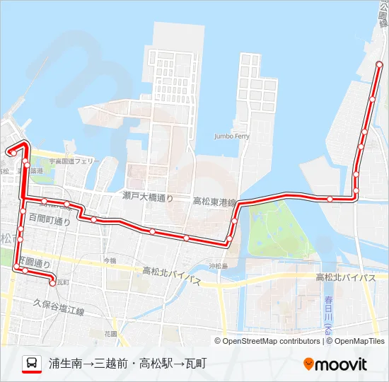 屋島大橋線 Bus Line Map