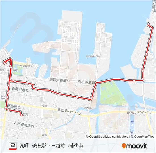 屋島大橋線 Bus Line Map
