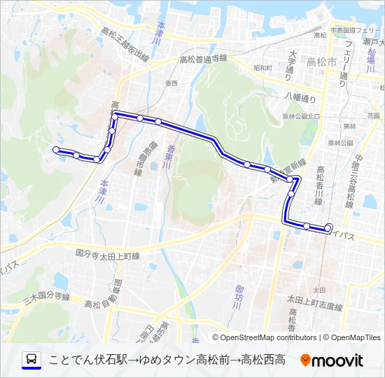 高松西高線 バスの路線図