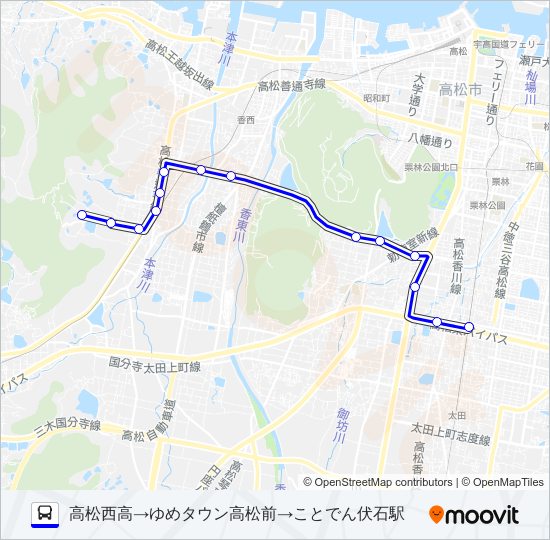 高松西高線 bus Line Map