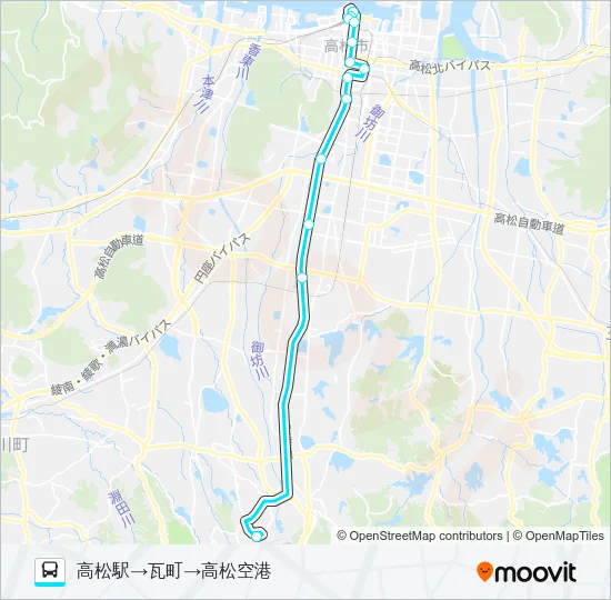 高松空港リムジンバス Bus Line Map