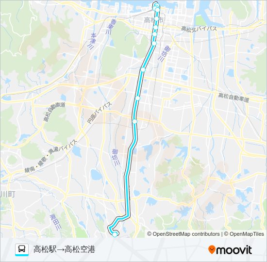 高松空港リムジンバス バスの路線図