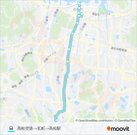 高松空港リムジンバス バスの路線図