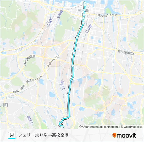 高松空港リムジンバス Bus Line Map