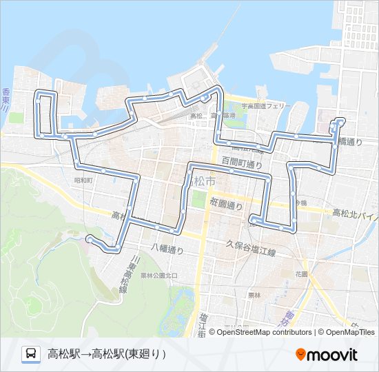 まちなかループバス・東廻り bus Line Map