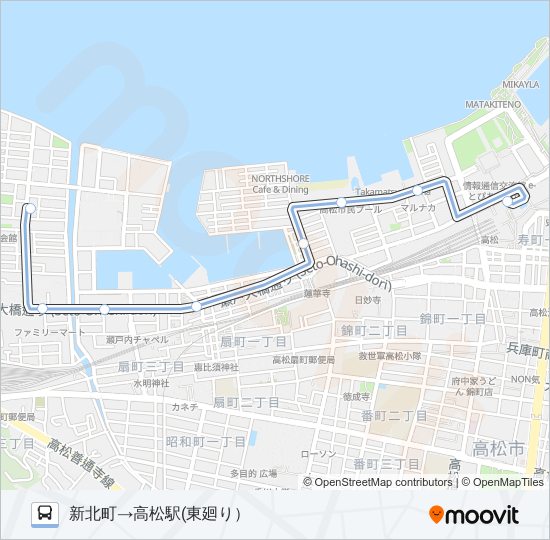 まちなかループバス・東廻り バスの路線図