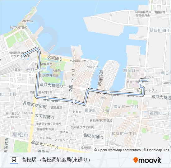 まちなかループバス・東廻り Bus Line Map