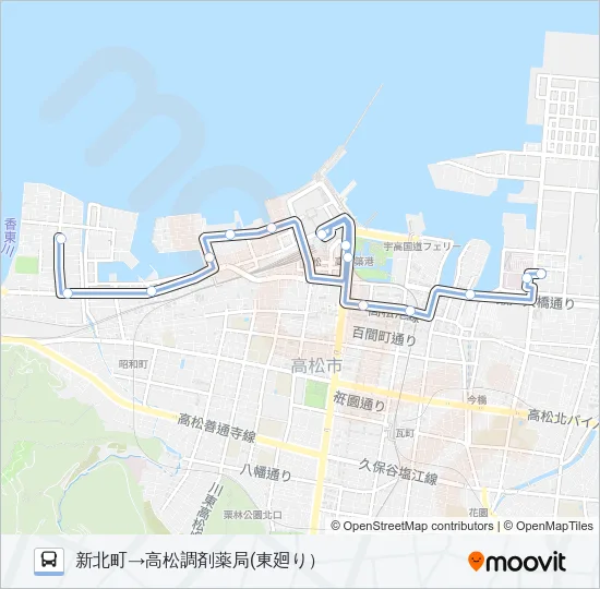 まちなかループバス・東廻り バスの路線図