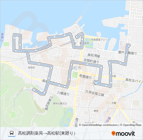 まちなかループバス・東廻り Bus Line Map