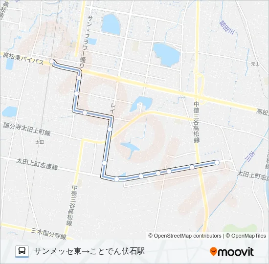 伏石駅サンメッセ線 バスの路線図