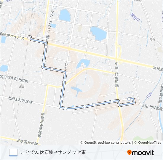 伏石駅サンメッセ線 bus Line Map