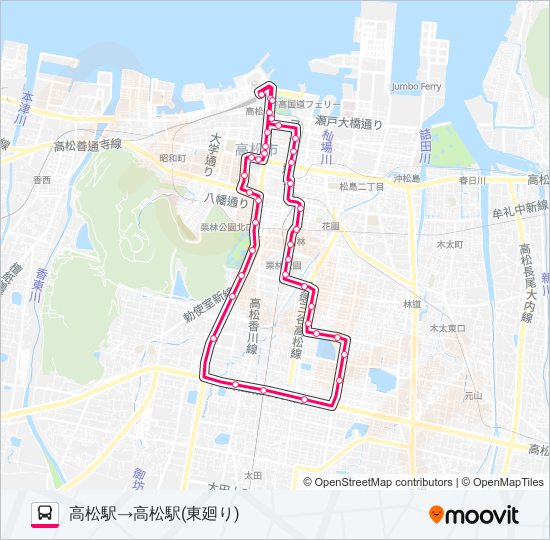 レインボー循環バス　東廻り bus Line Map
