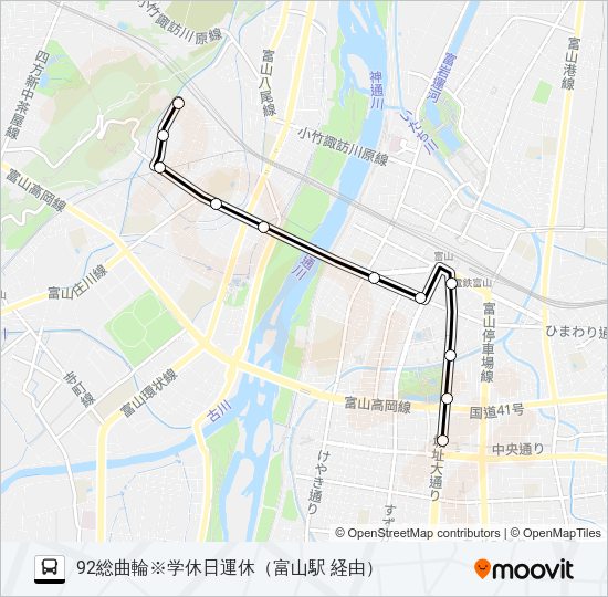 新桜・老人・石坂～中央病院線※学休日運休 Bus Line Map