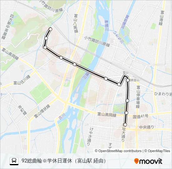 新桜・老人・石坂～中央病院線※学休日運休 バスの路線図