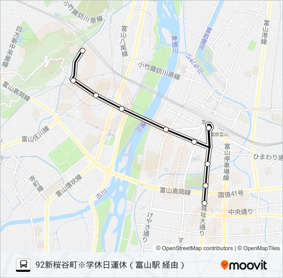 新桜・老人・石坂～中央病院線※学休日運休 バスの路線図