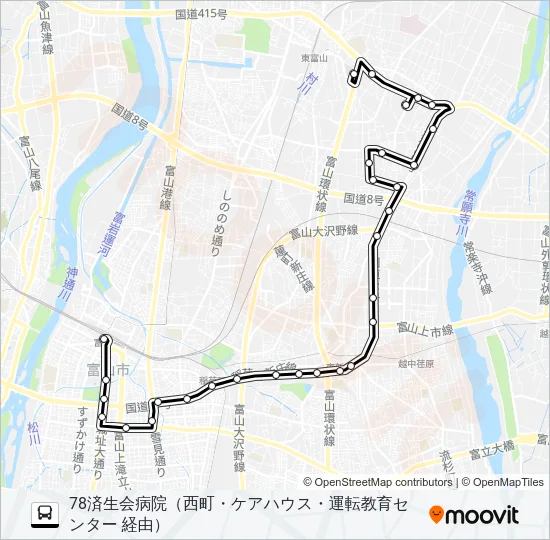 運転教育・済生会病院線 Bus Line Map