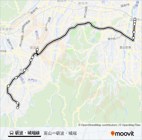 砺波・城端線 Bus Line Map