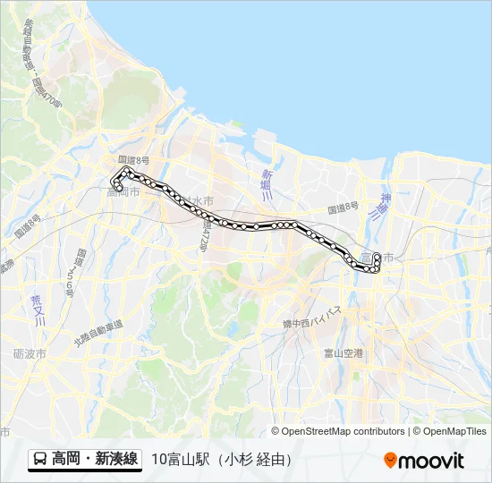 高岡・新湊線 Bus Line Map
