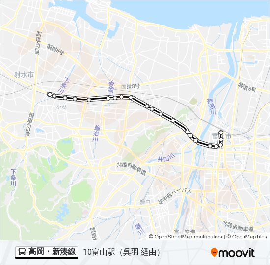 高岡・新湊線 Bus Line Map
