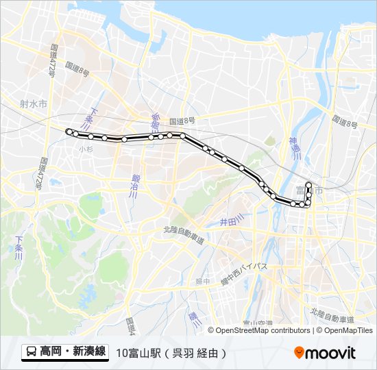 高岡・新湊線 bus Line Map