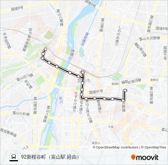 新桜・老人・石坂～中央病院線 Bus Line Map