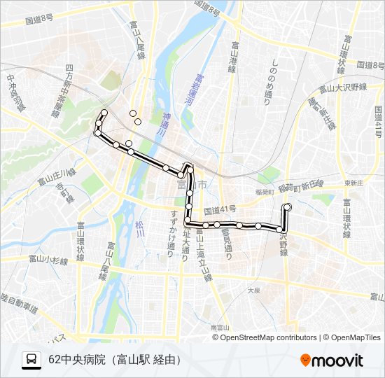 新桜・老人・石坂～中央病院線 bus Line Map