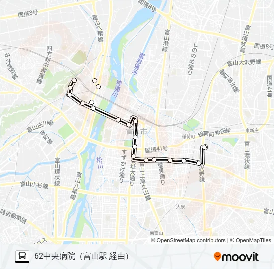 新桜・老人・石坂～中央病院線 バスの路線図
