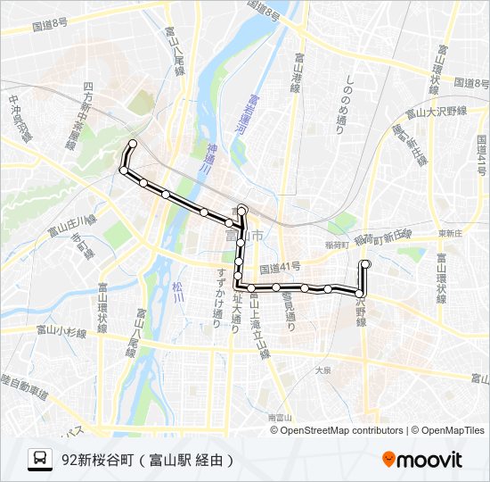 新桜・老人・石坂～中央病院線 バスの路線図