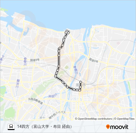 布目経由・新湊線 Bus Line Map