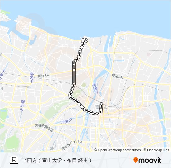 布目経由・新湊線 bus Line Map