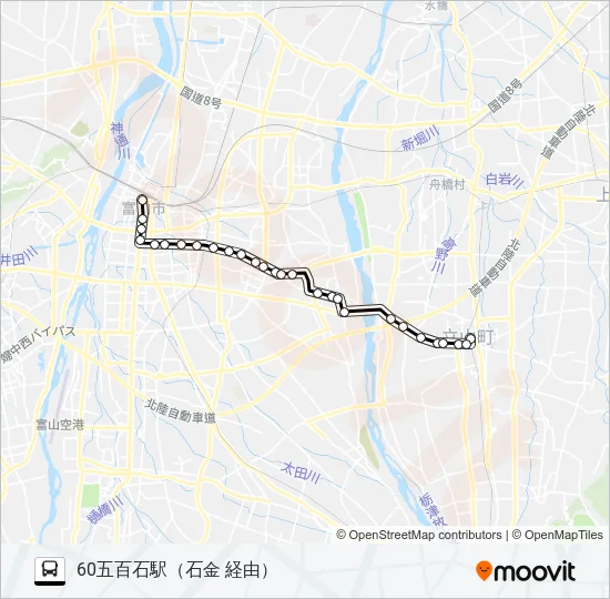 五百石（石金、大泉、蔵本）線 バスの路線図