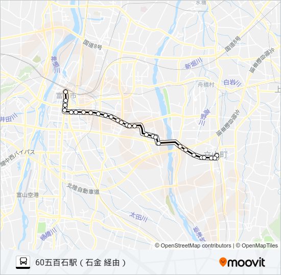 五百石石金大泉蔵本線ルート：スケジュール、停車地、地図-60五百石駅（石金 経由） （アップデート済み）