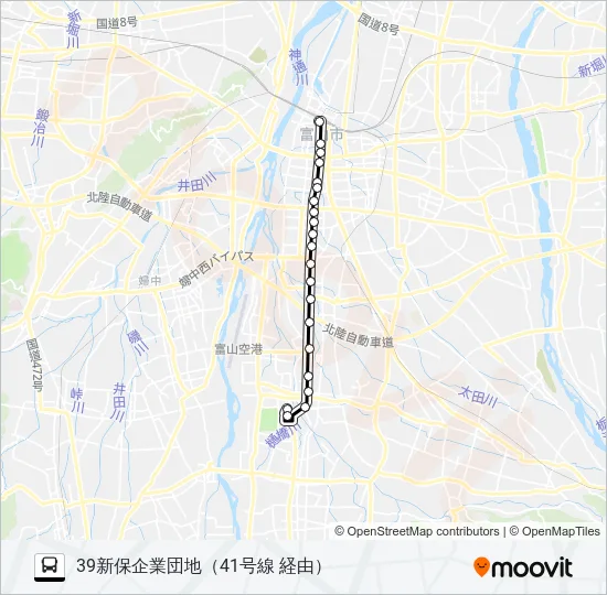 ４１号線（笹津・猪谷）線 バスの路線図