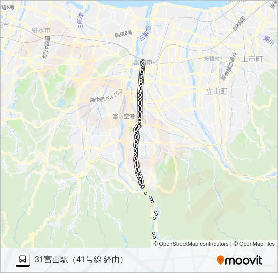４１号線（笹津・猪谷）線 バスの路線図