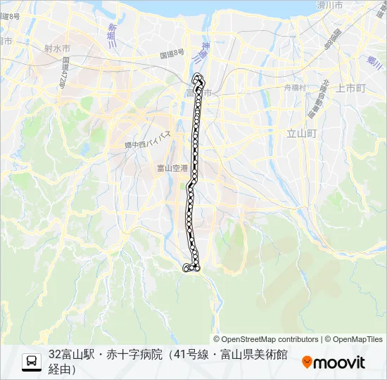 ４１号線（笹津・猪谷）線 バスの路線図