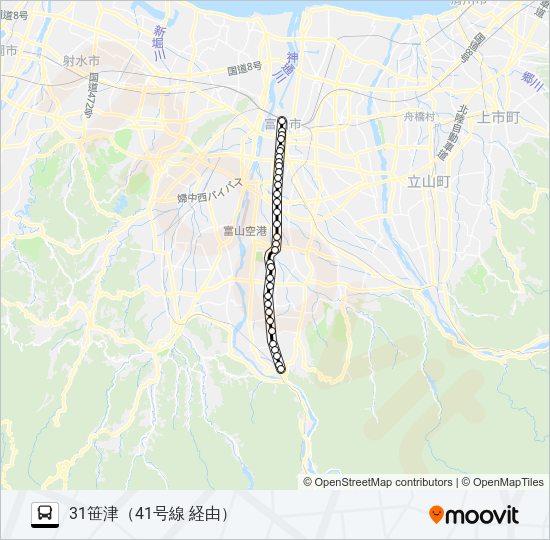 ４１号線（笹津・猪谷）線 Bus Line Map