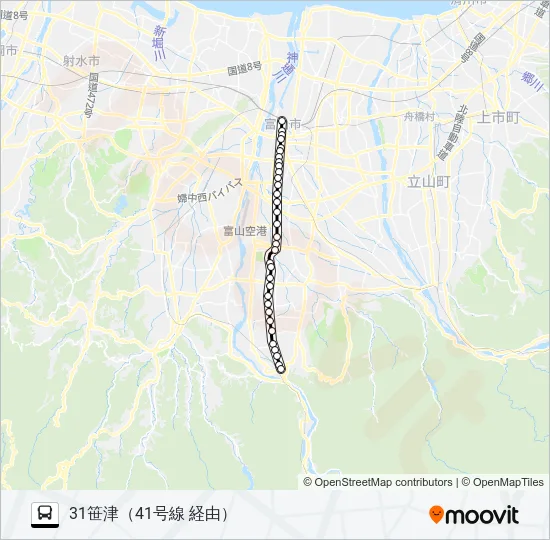 ４１号線（笹津・猪谷）線 バスの路線図