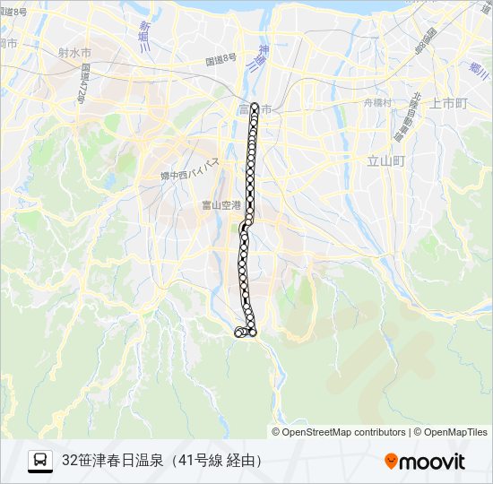 ４１号線（笹津・猪谷）線 バスの路線図