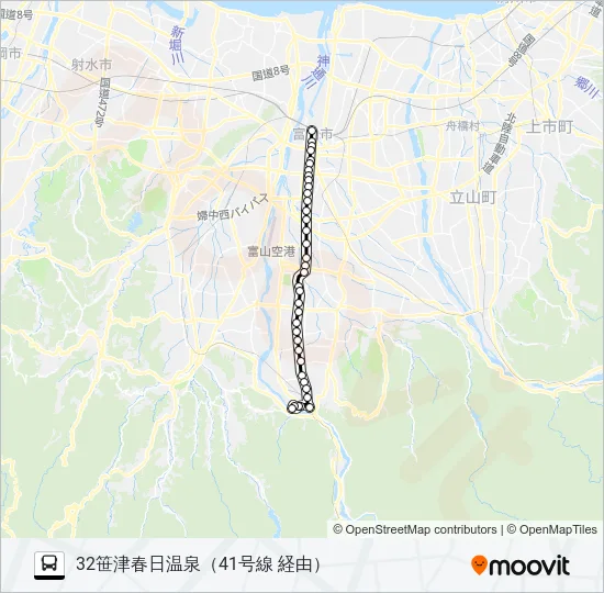 ４１号線（笹津・猪谷）線 バスの路線図