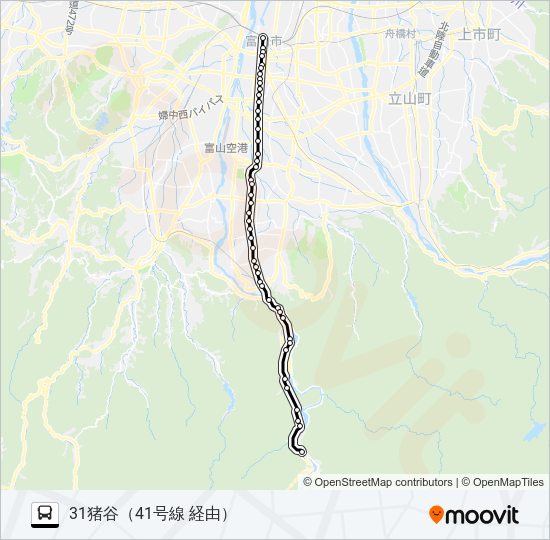 ４１号線（笹津・猪谷）線 バスの路線図