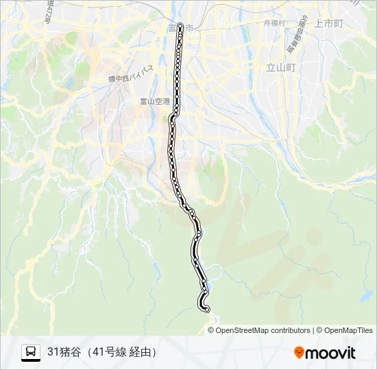 ４１号線（笹津・猪谷）線 バスの路線図