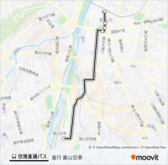 空港直通バス バスの路線図