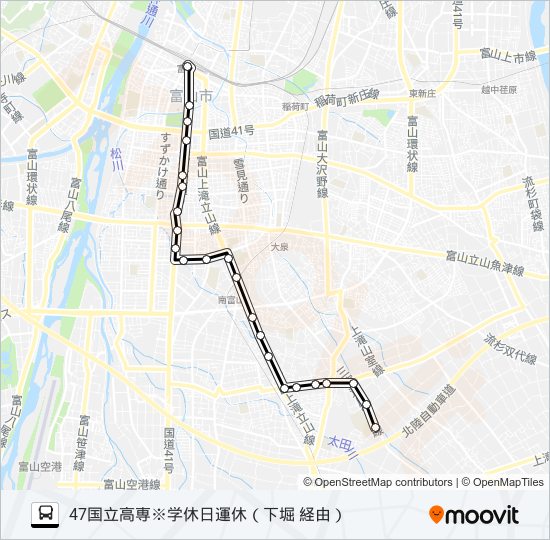 興人・国立高専線※学休日運休 bus Line Map