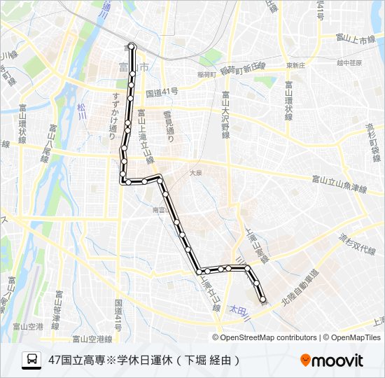 興人・国立高専線※学休日運休 バスの路線図